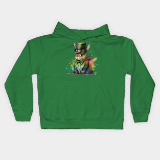 St Patricks Day Leprechaun Bunny Kids Hoodie